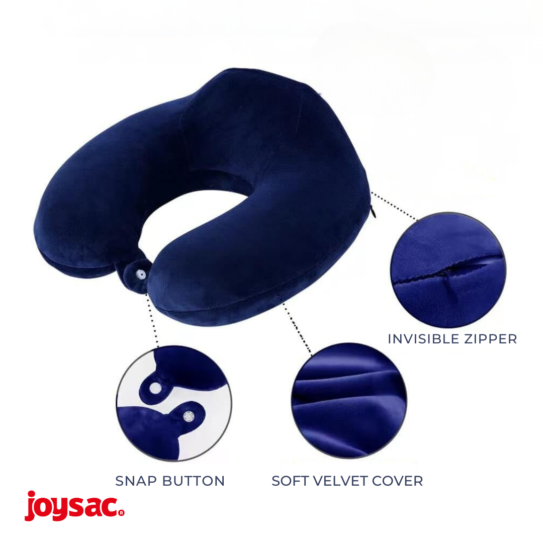 Combo - JoySac Memory Foam Travel Neck Pillow + PillowCase
