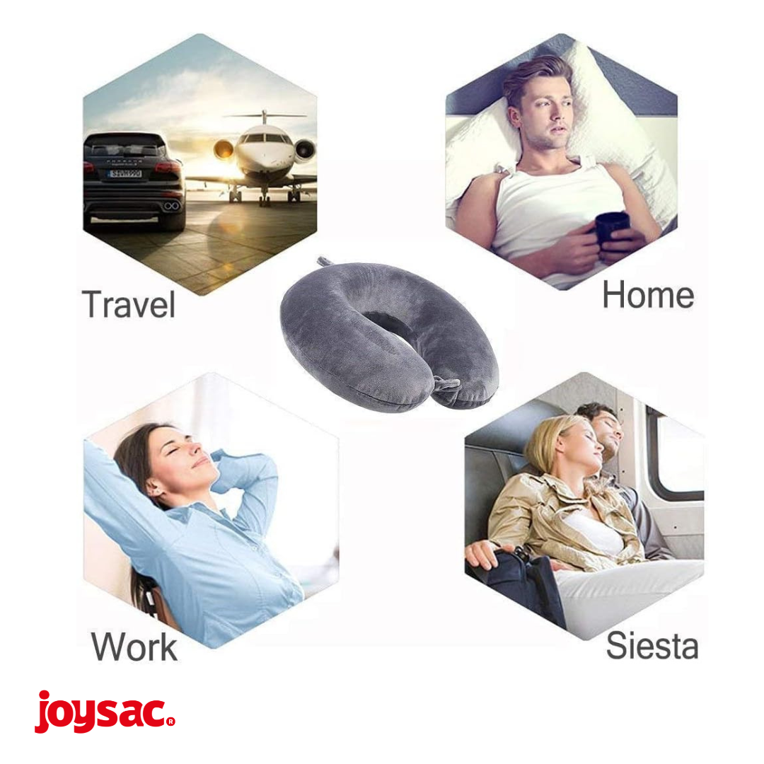 Combo - JoySac Memory Foam Travel Neck Pillow + PillowCase