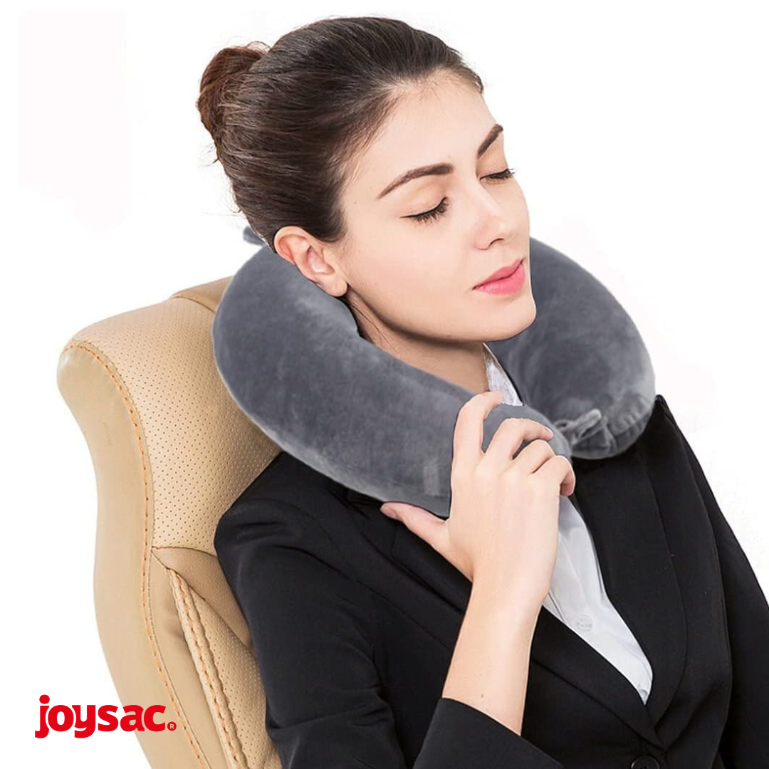 Combo - JoySac Memory Foam Travel Neck Pillow + PillowCase