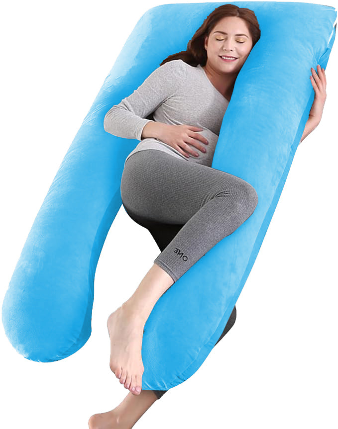 TruComfort U-Shaped Pregnancy Maternity Pillow With Velvet Cover -54 IN X 36 IN - XL Size -Super Premium