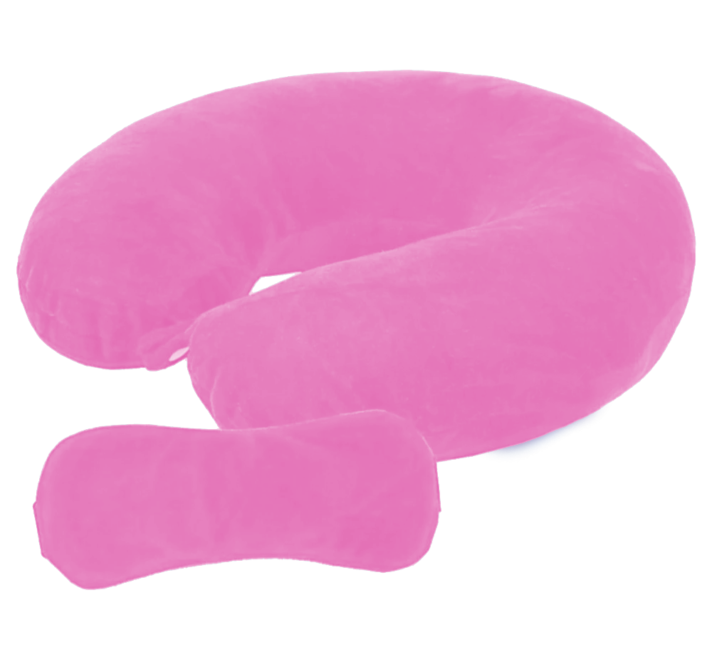 Travel Neck Pillow in Microfibre filling with Premium velvet soft fabric cover, with snap button, standard size, for comfort travel in car, bus, flight