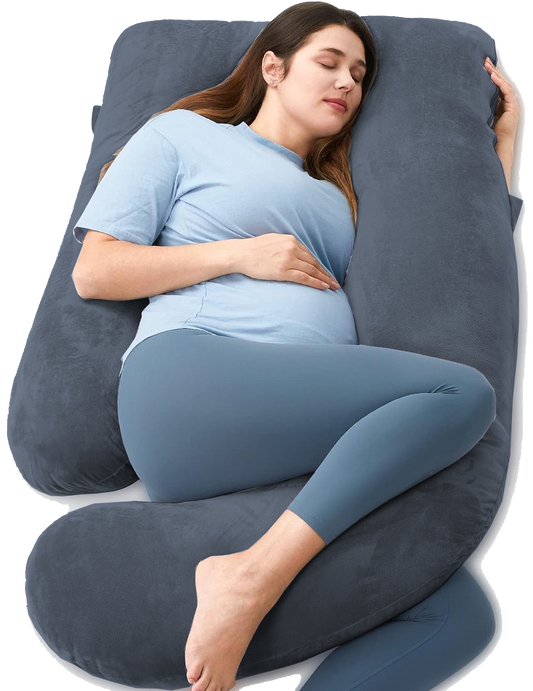TruComfort J-Shaped Pregnancy Maternity Pillow With Velvet Cover -54 IN X 36 IN - XL Size -Super Premium