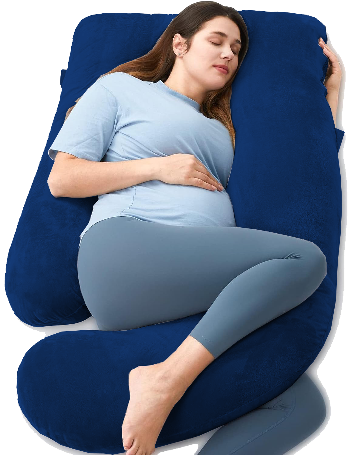 TruComfort J-Shaped Pregnancy Maternity Pillow With Velvet Cover -54 IN X 36 IN - XL Size -Super Premium
