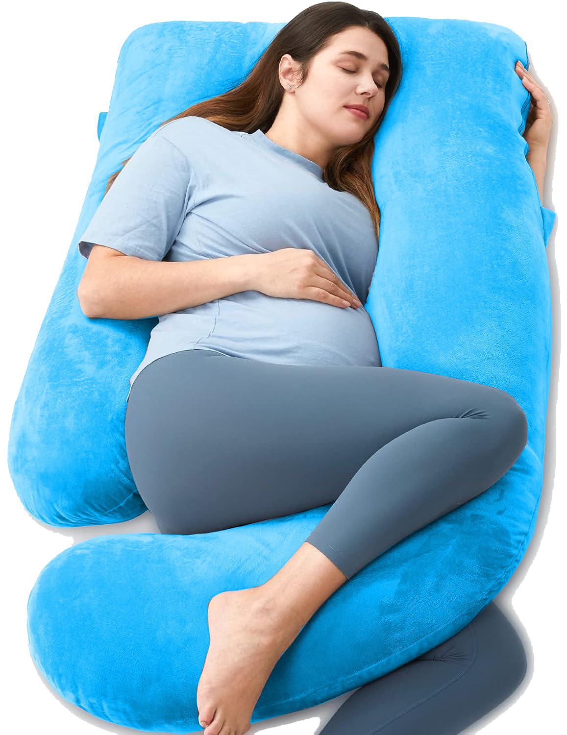 TruComfort J-Shaped Pregnancy Maternity Pillow With Velvet Cover -54 I –