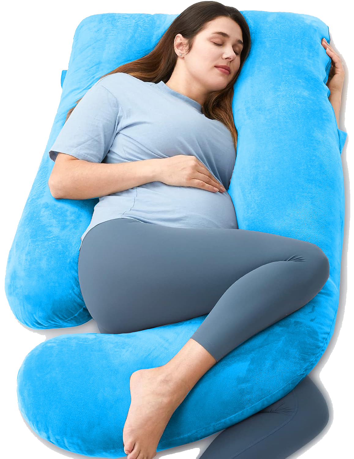 TruComfort J-Shaped Pregnancy Maternity Pillow With Velvet Cover