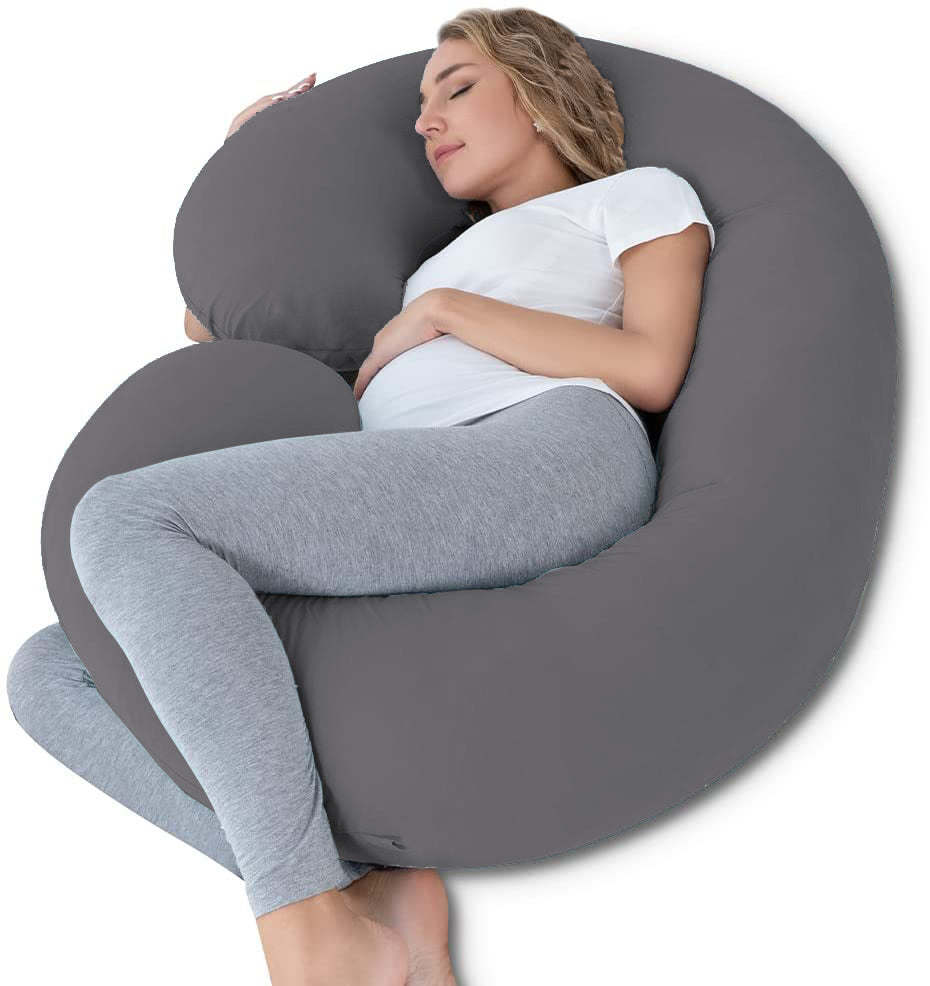 C-Shaped Pregnancy Pillow - FLEXICOOL Jersey Cotton Cover Premium Quality - 54 InchesX 36 Inches Size