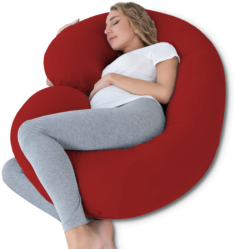 C-Shaped Pregnancy Pillow - FLEXICOOL Jersey Cotton Cover Premium Quality - 54 InchesX 36 Inches Size