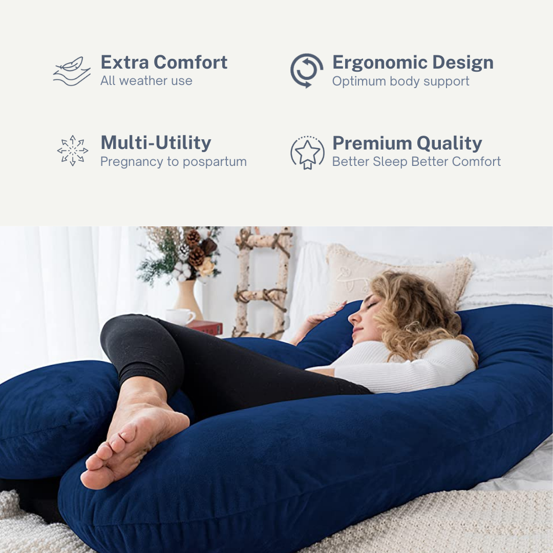 Combo U Shaped Pregnancy Pillow With Velvet Cover Travel Neck