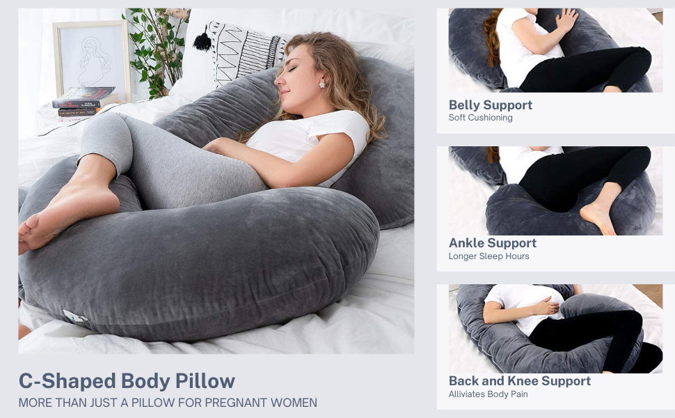 C Shaped Pregnancy Pillow With Premium SoftTouch Velvet Cover Regular Size