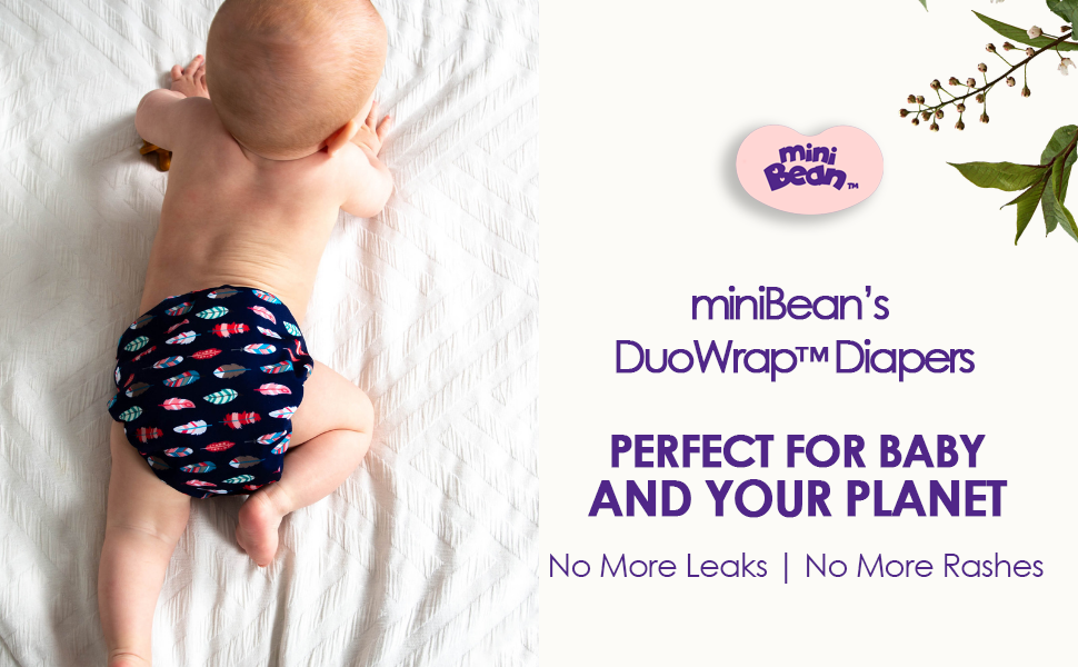 Combo- Pack of 3 - DuoWrap™ Onsize Cloth Diapers, washable and reusable, with 4 Layered Bamboo Fibre Insert