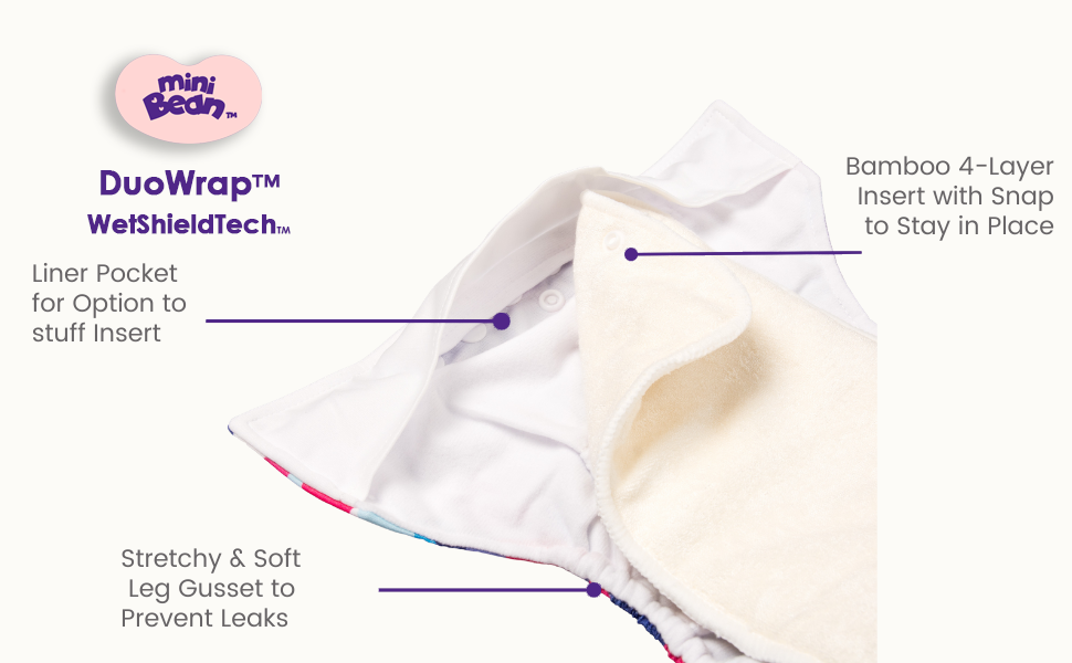 Combo- Pack of 3 - DuoWrap™ Onsize Cloth Diapers, washable and reusable, with 4 Layered Bamboo Fibre Insert